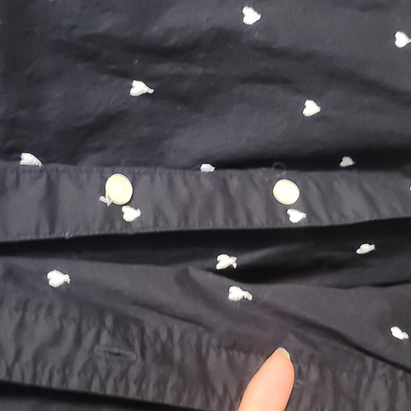 ❤️Womens Navy button up cotton blouse by Loft - Picture 3 of 4